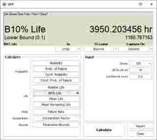 Article - The calculated B10 life with 90% lower one-sided confidence bounds