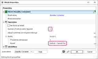 suporte blocksim Block Properties Window of Standby Container